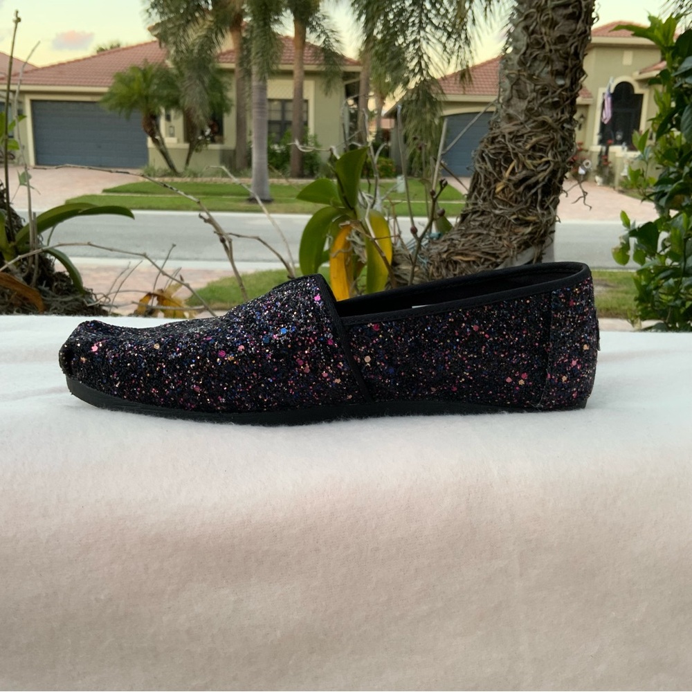 Tom’s Alpargata BlackBerry Sparkle Glitter Sz 7.5 VGUNavy Blue Cocktail Party - Picture 3 of 10